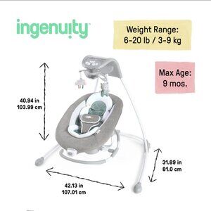 Ingenuity InLighten 2-in-1 Baby Swing & Rocker with Cool Mesh, Pemberton